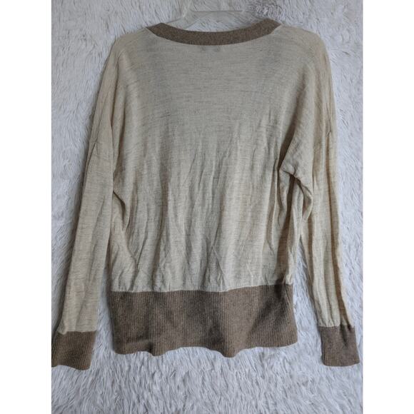 Madewell Wool Blend Boyfriend Cardigan Women's Large Brown Linen Alpaca Pockets - Picture 2 of 7